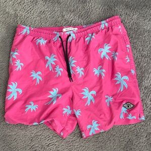New Without Tag PacSun Pink and Blue Palm Tree Mens Swim Shorts